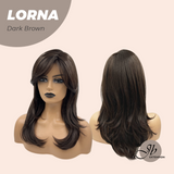 JBEXTENSION 18 Inches Dark Brown Curly Women Fashion Full Machine Wig With Bangs LORNA DARK BROWN【PERMATEASE】