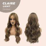 JBEXTENSION 24 Inches Body Wave Light Brown With Highlight Pre-Cut Frontlace Wig CLAIRE LIGHT