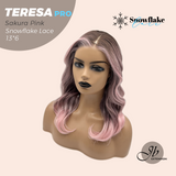 JBEXTENSION 18 Inches Sakura Pink Pre-Cut 13X6 Free Part Snowflake Lace Frontlace Glueless Wig TERESA PRO - SAKURA PINK【BENDY EAR TABS】
