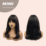 JBEXTENSION 16 Inches 3.5X4 Hard Silky Top Natural Scalp Effect Midnight Brown(Black/Brown) Body Wave Wig With Bangs Wig MIMI SILK TOP