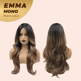 JBEXTENSION EMMA MONO Full Monofilament Wig 24 Inches Ombre Brown Full Mono Lace Wig EMMA MONO