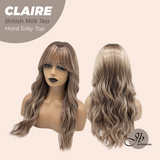 JBEXTENSION 22 Inches Scalpiana British Milk Tea 3.5X4 Hard Silky Top Natural Scalp Effect Women Wig with Bangs CLAIRE SILKY TOP - BRITISH MILK TEA