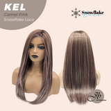 JBEXTENSION 22 Inches Camel Pink Pre-Cut Snowflake Lace Frontlace Glueless Wig KEL CAMEL PINK【PERMATEASE】【BENDY EAR TABS】- S/M