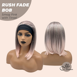 JBEXTENSION 12 Inches Short Hair Smog Pink with Tinsel Headband Wig RUSH FADE BOB - SMOG PINK WITH TINSEL