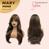 JBEXTENSION MARY MONO Full Monofilament Wig 22 Inches Brown With Highlight Curly Full Mono Lace Glueless Wig MARY MONO