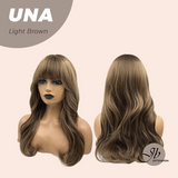 JBEXTENSION 22 Inches Light Brown Wave With Bangs Wig UNA LIGHT BROWN