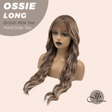 JBEXTENSION 28 Inches Scalpiana Long Wave British Milk Tea 3.5X4 Hard Silky Top Natural Scalp Effect Wig with Bangs OSSIE LONG - BRITISH MILK TEA
