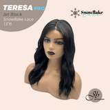 JBEXTENSION 18 Inches Jet Black Pre-Cut 13X6 Free Part Snowflake Lace Frontlace Glueless Wig TERESA PRO - JET BLACK【BENDY EAR TABS】