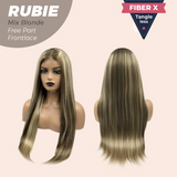 JBEXTENSION 30 Inches Mix Blonde With Highlight Long Straight Fiber X, Tangle Less Pre-Cut Free Part Frontlae Glueless Wig RUBIE MIX BLONDE