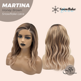 JBEXTENSION 17 Inches Wave Honey Brown Pre-Cut Side Part Snowflake Lace Frontlace Glueless Wig MARTINA HONEY BROWN【BENDY EAR TABS】