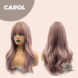 JBEXTENSION 22 Inches Smoke Pink Curly Wig With Bangs CAROL