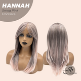 JBEXTENSION 20 Inches Smog Pink Pre-Cut Frontlace Glueless Wig with Bangs HANNAH SMOG PINK