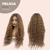 JBEXTENSION 28 Inches Extra Curly Mocha Long Pre-Cut Frontlace Glueless Wig FELICIA MOCHA