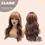 JBEXTENSION 22 Inches Scalpiana Cinnamon Spice 3.5X4 Hard Silky Top Natural Scalp Effect Women Wig with Bangs CLAIRE SILKY TOP - CINNAMON SPICE