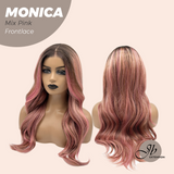 JBEXTENSION 26 Inches Curly Mix Pink Pre-Cut Frontlace Glueless Wig MONICA MIX PINK