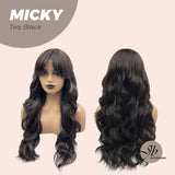 JBEXTENSION 26 Inches Tea Black Soft Black Darkest Brown Body Wave Wig With Bangs MICKY TEA BLACK ( Darkest Brown )