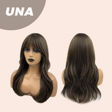 JBEXTENSION 22 Inches Cold Brown Wave With Bangs Wig UNA