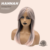 JBEXTENSION 20 Inches Smog Pink Pre-Cut Frontlace Glueless Wig with Bangs HANNAH SMOG PINK