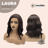 JBEXTENSION 14 Inches Dark Brown Pre-Cut Side Part Snowflake Lace Frontlace Glueless Wig LAURA SNOWFLAKE DARK BROWN【BENDY EAR TABS】