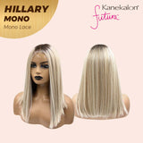 JBEXTENSION HILLARY MONO Full Monofilament Wig 16 Inches Blonde With Dark Root Straight Mono Lace Wig With Anti-slip Silicone Strips Glueless Wig Hillary Mono