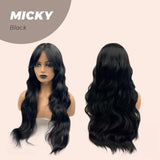 JBEXTENSION 26 Inches Jet Black Body Wave Wig With Bangs MICKY BLACK