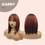 JBEXTENSION 13 pulgadas Bob corte corto recto rojo con extremo negro peluca KARRY RED