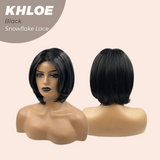 JBEXTENSION 12 Inches Bob Cut Black Pre-Cut Snowflake Lace Frontlace Glueless Wig KHLOE BLACK