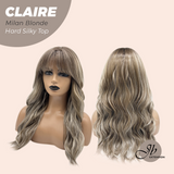 JBEXTENSION 22 Inches Scalpiana Milan Blonde 3.5X4 Hard Silky Top Natural Scalp Effect Women Wig with Bangs CLAIRE SILKY TOP - MILAN BLONDE