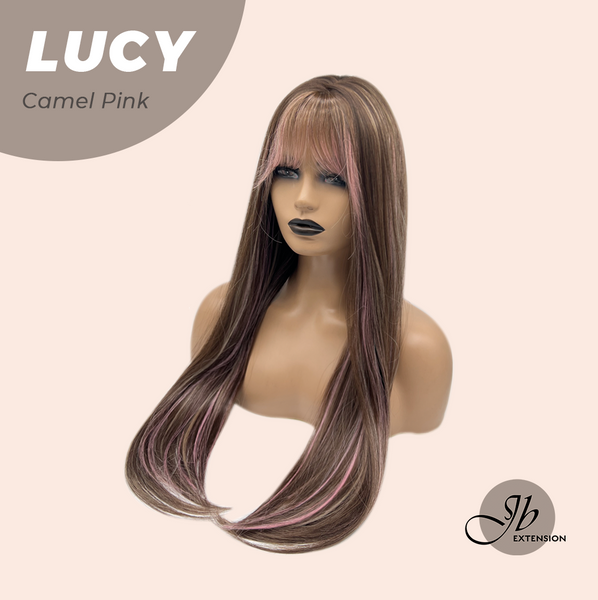 JBEXTENSION 24 Inches Camel Pink Wig with Bangs LUCY CAMEL PINK
