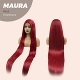 JBEXTENSION 38 Inches Super Long Straight Red Pre-Cut Frontlace Wig MAURA RED