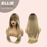 JBEXTENSION 26 Inches Golden Blonde Wolf Cut 3.5X4 Hard Silky Top Natural Scalp Effect Wig With Bangs ELLIE Golden BLONDE Silk Top