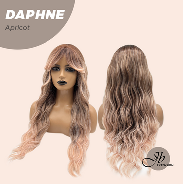 JBEXTENSION 29 Inches Long Body Wave Apricot Wig with Bangs DAPHNE APRICOT