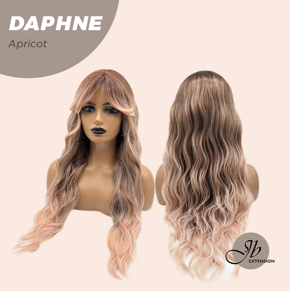 JBEXTENSION 29 Inches Long Body Wave Apricot Wig with Bangs DAPHNE