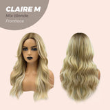 JBEXTENSION Peluca de encaje frontal precortada rubia mezcla de ondas corporales de 22 pulgadas CLAIRE M BLONDE