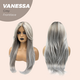 Nichole's Selection - 26 Inches Curly Grey Pre-Cut Frontlace Wig VANESSA GREY