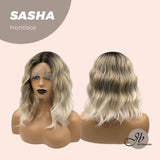 JBEXTENSION 12 Inches Body Wave Mix Blonde Balayage Hair Without Bangs Frontlace Wig SASHA LACE