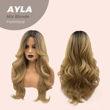 JBEXTENSION 24 Inches Body Wave Mix Blonde With Dark Root Pre-Cut Frontlace Glueless Wig AYLA MIX BLONDE