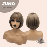 JBEXTENSION 10 Inches Short Light Brown Wig with Bangs JUNO LIGHT BROWN