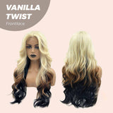 JBEXTENSION 25 Inches Body Wave Light Blonde On The Top Mix Color Pre-Cut Frontlace Glueless Wig VANILLA TWIST