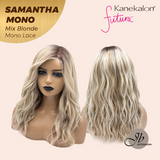 JBEXTENSION SAMANTHA MONO Full Monofilament Handmade Full Lace Full Hand Tied Wig 17 Inches Mix Blonde Mono Lace Handmade Futura Fiber Wig with Anti-slip Silicone Strips Glueless Wig SAMANTHA MONO MIX BLONDE【BENDY EAR TABS】
