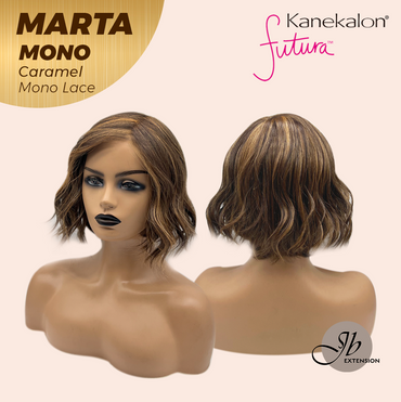 JBEXTENSION MARTA MONO CARAMEL Monofilament Handmade Wig 6X5 Full Monofilament Hand Tied Top Wig 10 Inches Caramel Mono Lace Handmade Futura Fiber Wig With Anti-slip Silicone Strips Glueless Wig MARTA MONO CARAMEL【BENDY EAR TABS】