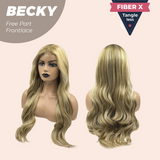 JBEXTENSION 28 Inches Blonde Curly Fiber X, Tangle Less Pre-Cut Free Part Frontlae Glueless Wig BECKY