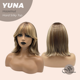 JBEXTENSION 12 Inches Scalpiana Hazelnut 3.5X4 Hard Silky Top Natural Scalp Effect Women Wig With Bangs YUNA HAZELNUT
