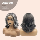 JBEXTENSION 10 Inches Silver Curly Lace Front Wig.Pre Plucked 13*4 HD Transparent Lace Frontal Handmade Futura Fiber Swiss Lace Synthetic Fiber Wig JADOR SILVER