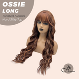 JBEXTENSION 28 Inches Scalpiana Long Wave Toasted Sienna 3.5X4 Hard Silky Top Natural Scalp Effect Wig with Bangs OSSIE LONG - TOASTED SIENNA