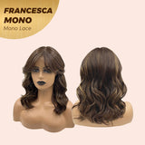 JBEXTENSION FRANCESCA MONO Full Monofilament Wig 15 Inches Brown With Highlight Curly Full Mono Lace Glueless Wig FRANCESCA MONO