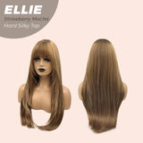 JBEXTENSION 26 Inches Strawberry Mocha Wolf Cut 3.5X4 Hard Silky Top Natural Scalp Effect Wig With Bangs ELLIE STRAWBERRY MOCHA Silk Top