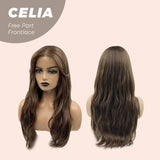 JBEXTENSION 22 Inches Mix Brown Curly Pre-Cut Frontace Wave Glueless Wig CELIA