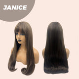 JBEXTENSION 26 Inches Curly Brown Wig With Bangs JANICE