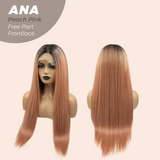 JBEXTENSION 28 Inches Peach Pink Straight 13X6 Free Part Frontlace Glueless Wig ANA PEACH PINK